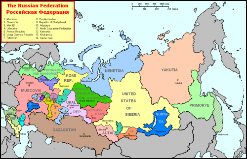 Карта предполагаемого раздела России
